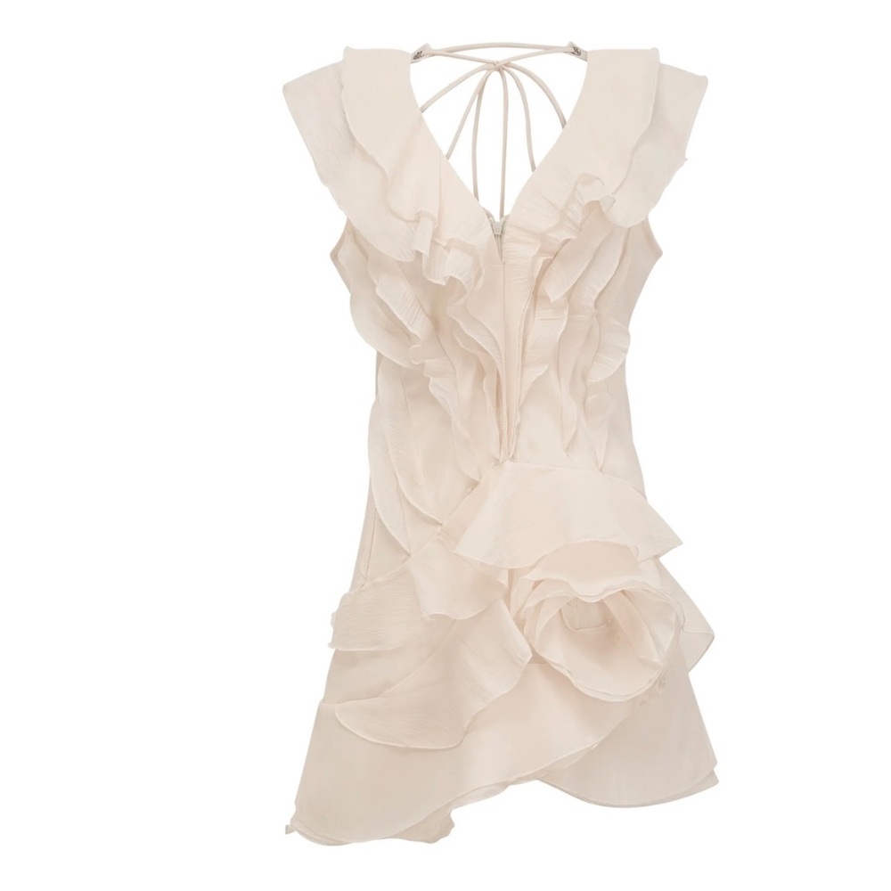 Hélène faux-flower layered ruffled mini dress